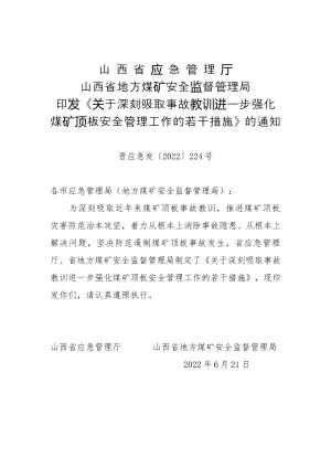 （晋应急发〔2022〕224号）印发《关于深刻吸取事故教训进一步强化煤矿顶板安全管理工作的若干措施》的通知.doc预览图