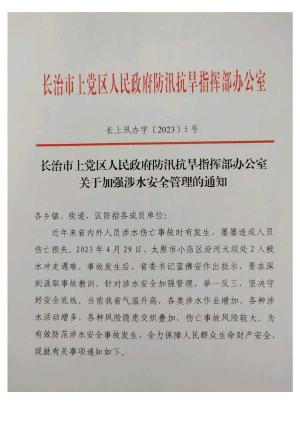 长上汛办字〔2023〕 5号-关于加强涉水安全管理的通知.pdf预览图