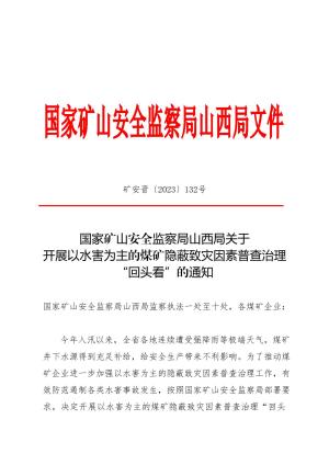 矿安晋〔2023〕132号 国家矿山安全监察局山西局关于开展以水害为主的煤矿隐蔽致灾因素普查治理“回头看”的通知(4).doc预览图