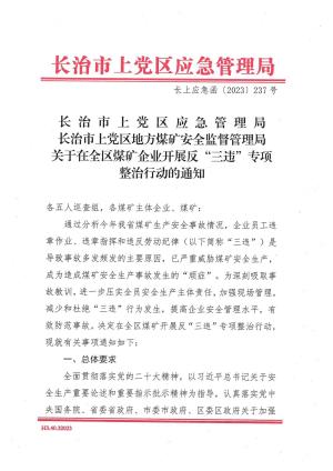 长上应急函〔2023)237号关于在全区煤矿企业开展反三违专项整治行动的通知.pdf预览图