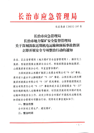 长应急函〔2023〕197号关于深刻汲取近期机电运输和顶板事故教训立即开展安全生产专项整治行动的通知.pdf预览图