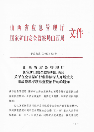 晋应急发〔2023〕435号   关于在全省煤矿行业持续深入开展重大事故隐患专项排查整治行动的通知.pdf预览图