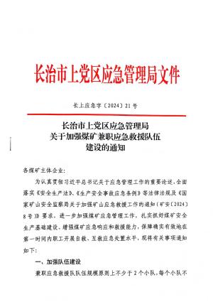 《关于加强煤矿兼职应急救援队伍建设的通知》长上应急字〔2024〕21号.pdf预览图