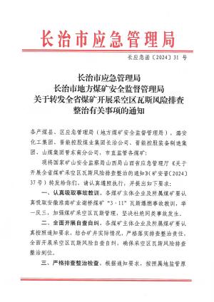 长应急函[2024]31号 关于转发全省煤矿开展采空区瓦斯风险排查整治有关事项的通知.pdf预览图